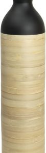 Cylinder Shaped Tall Spun Bamboo Floor Vase Glossy Black Lacquer