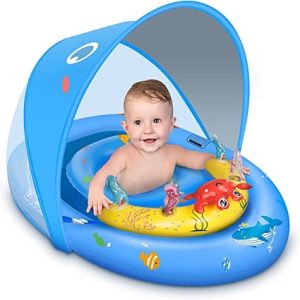 LAYCOL Flotador de piscina para bebés con toldo de protección solar