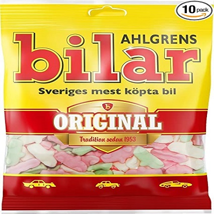 10 bolsas x 4.41 oz de Ahlgrens Bilar Original - Sueco