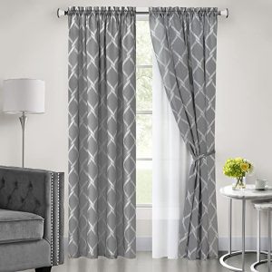 Bombay - Rod Pocket Panel with Tie Backs - 52 x 84 - Grey
