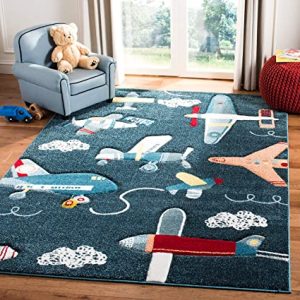 SAFAVIEH Carousel Kids Collection 4' x 6' Navy/Ivory