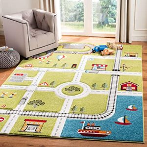 SAFAVIEH Carousel Kids Collection 5'3" x 7'6" Green