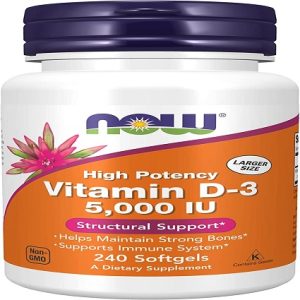 NOW Supplements, Vitamin D-3 5,000 IU, High Potency, Structural Support*, 240 Softgels